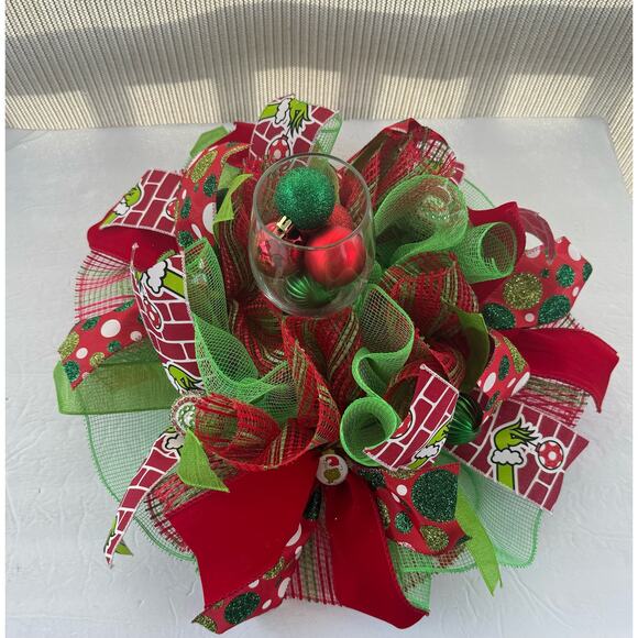 Green Monster Grinch Candle Holder Centerpiece, Candy Jar End Table Decoration - Picture 4 of 10